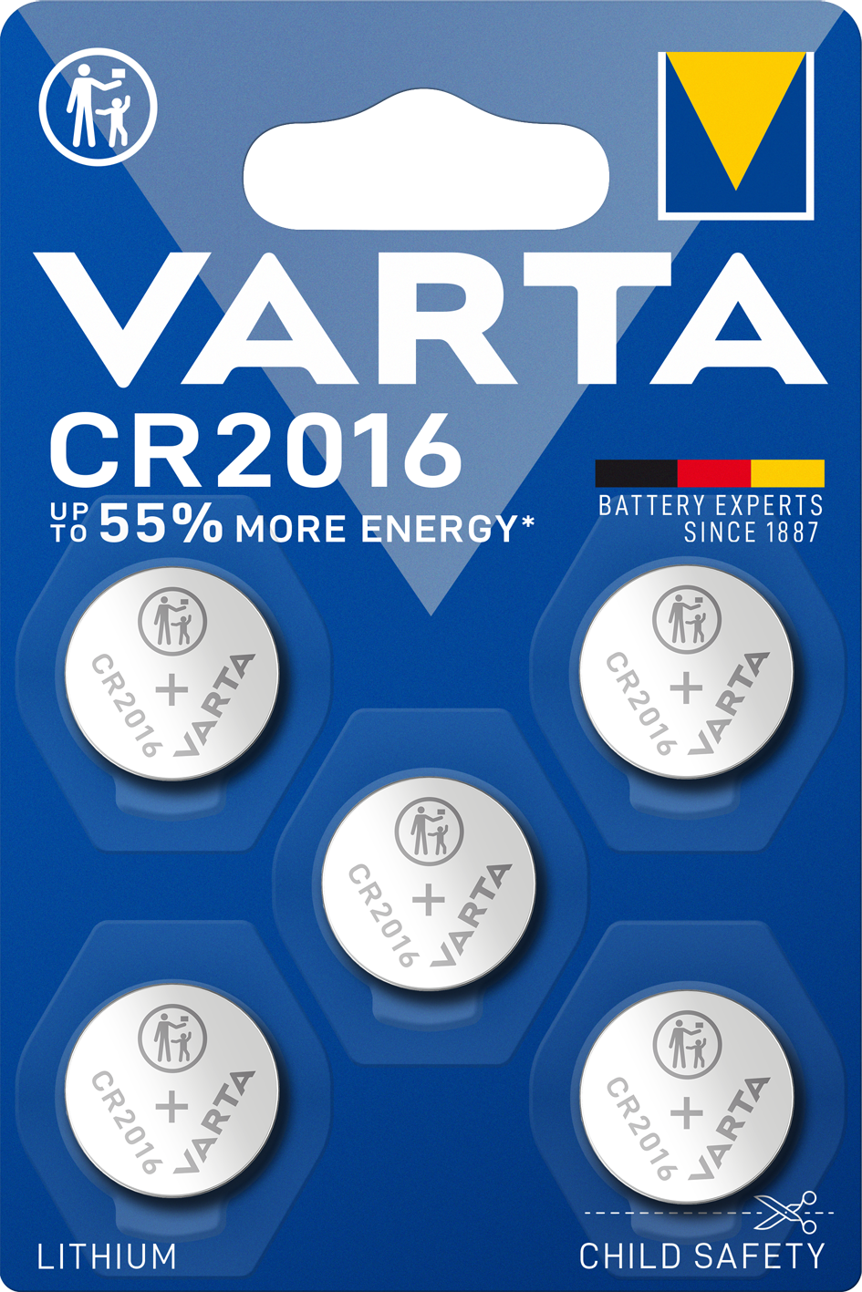 CR2016 Varta Electronic-Batterie 5er Blister