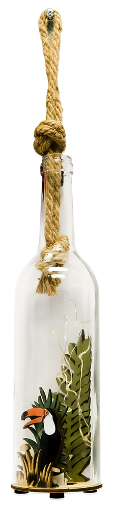 Lampe in Flaschenform mit Seil