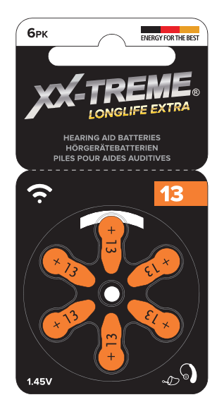 Hörgerätebatterie XX-TREME Longlife Extra Typ 13, 6er Blister