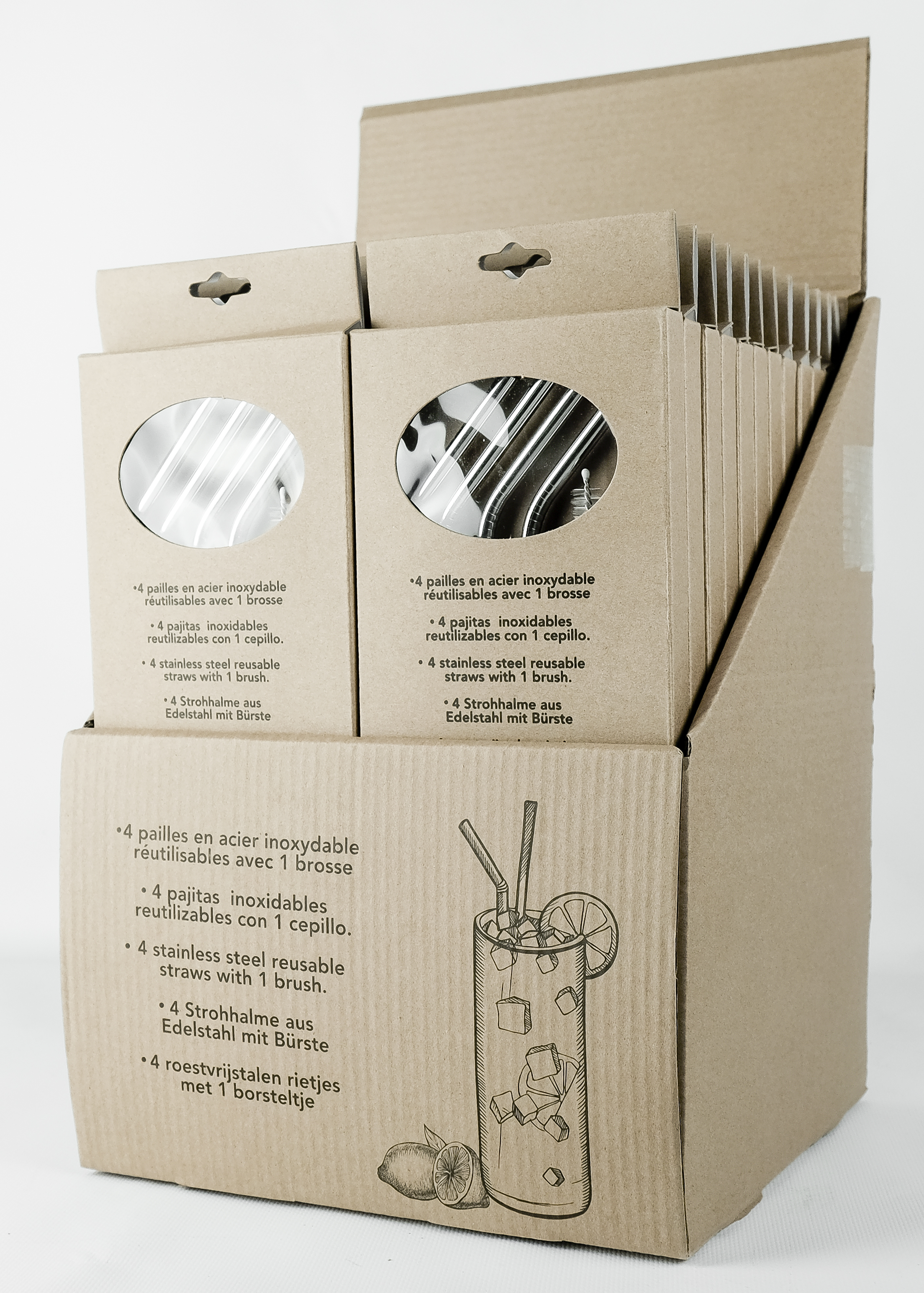 220417 technoline Edelstahl Trinkhalm TH100, 4er Set