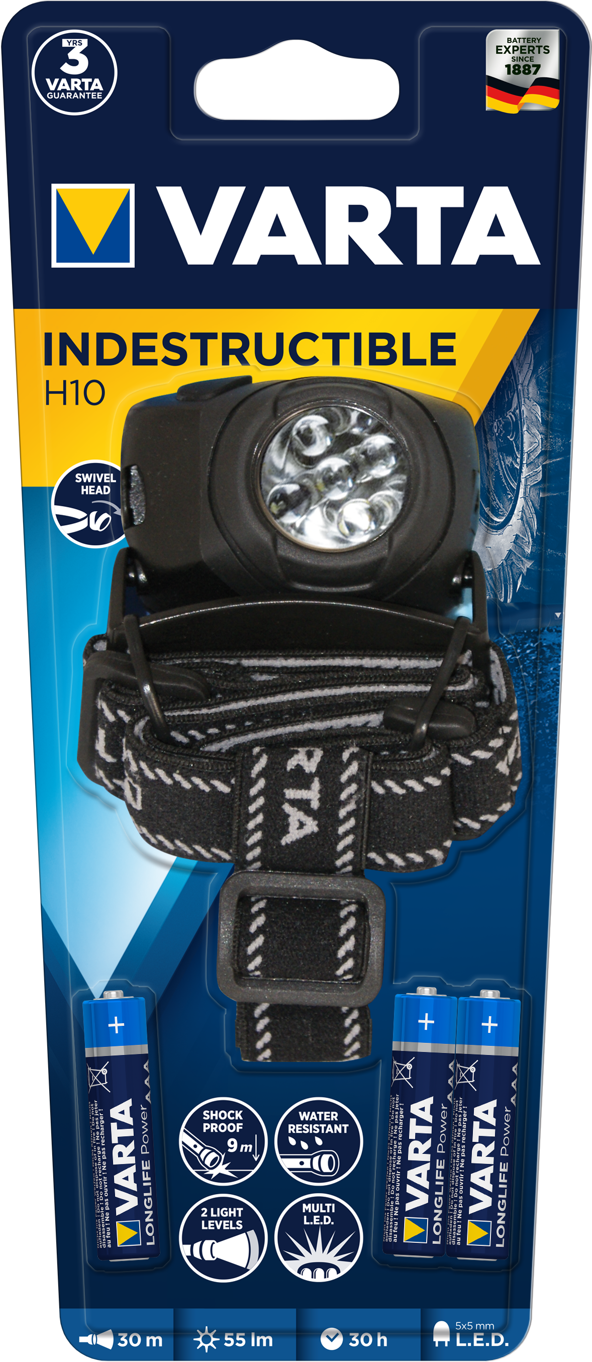 T17730 Varta 5LED Indestructible Head Light 3AAA