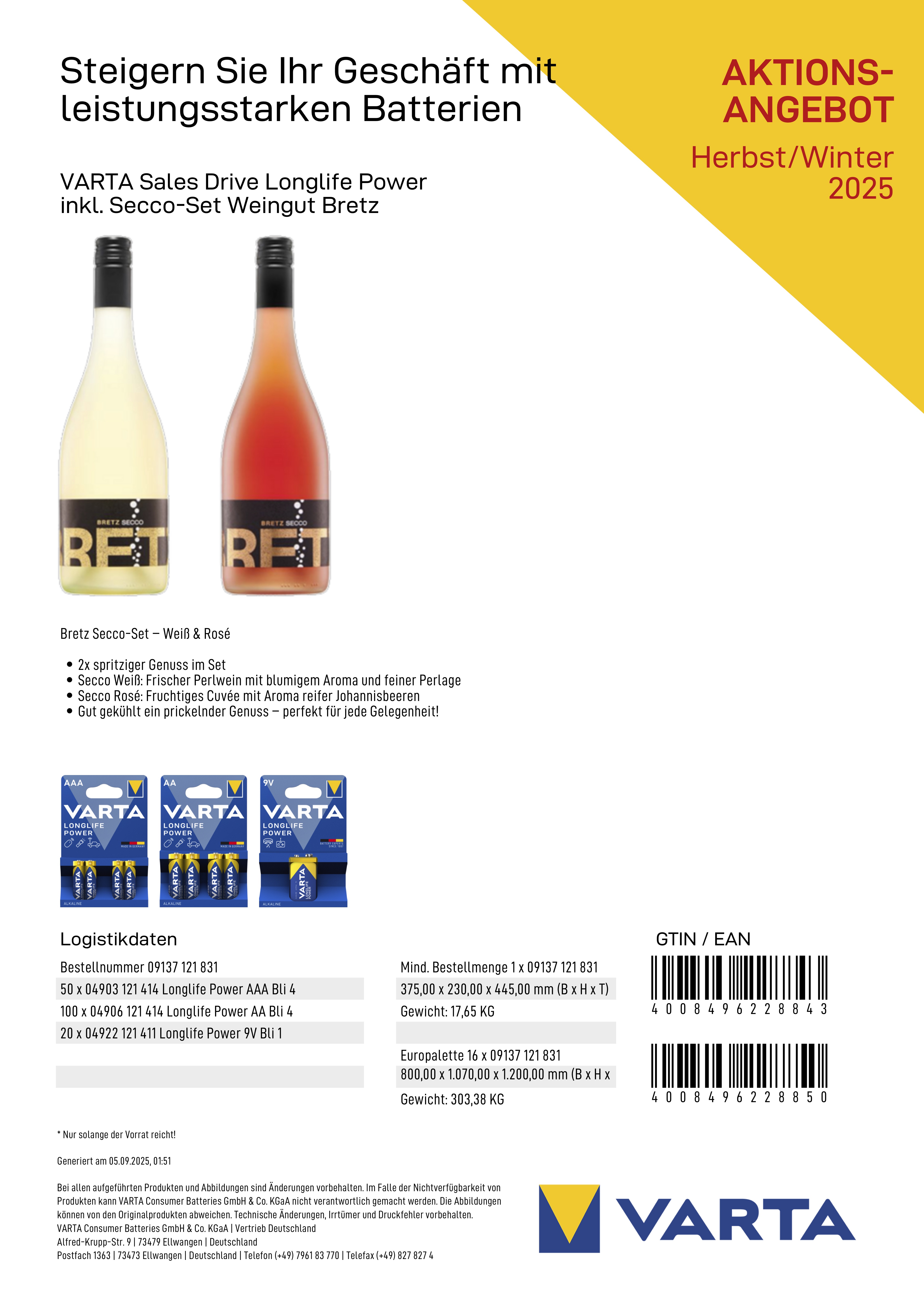 Sales_Drive_Longlife_Power_Secco_09137121831 VARTA Longlife Power Paket + Secco-Set