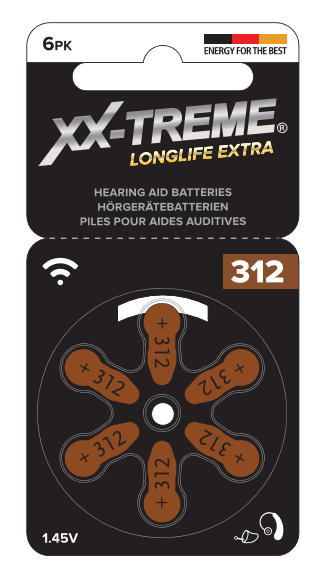 Hörgerätebatterie XX-TREME Longliife Extra Typ 312, 6er Bl.