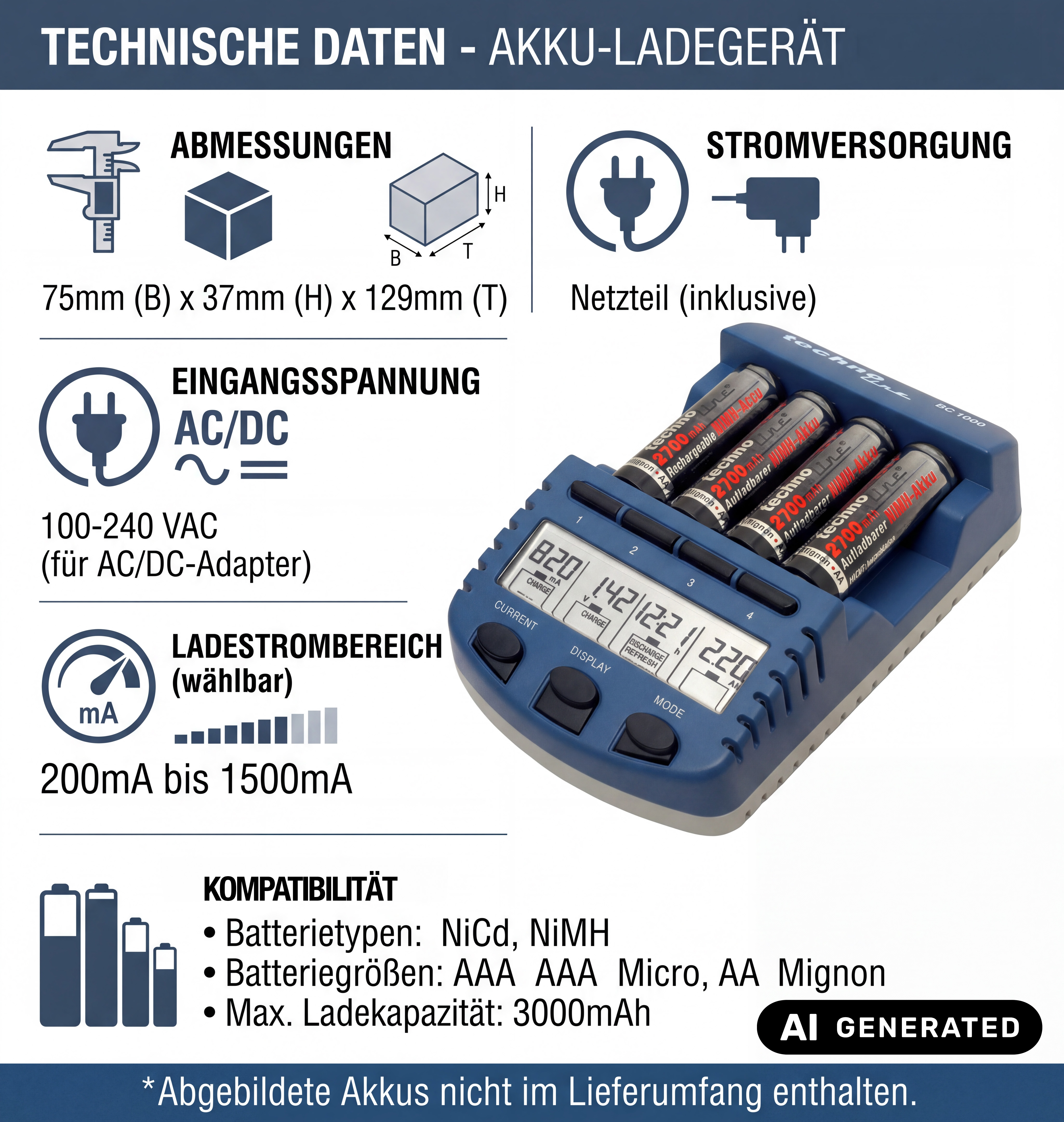 BC1000 technoline Ladegerät