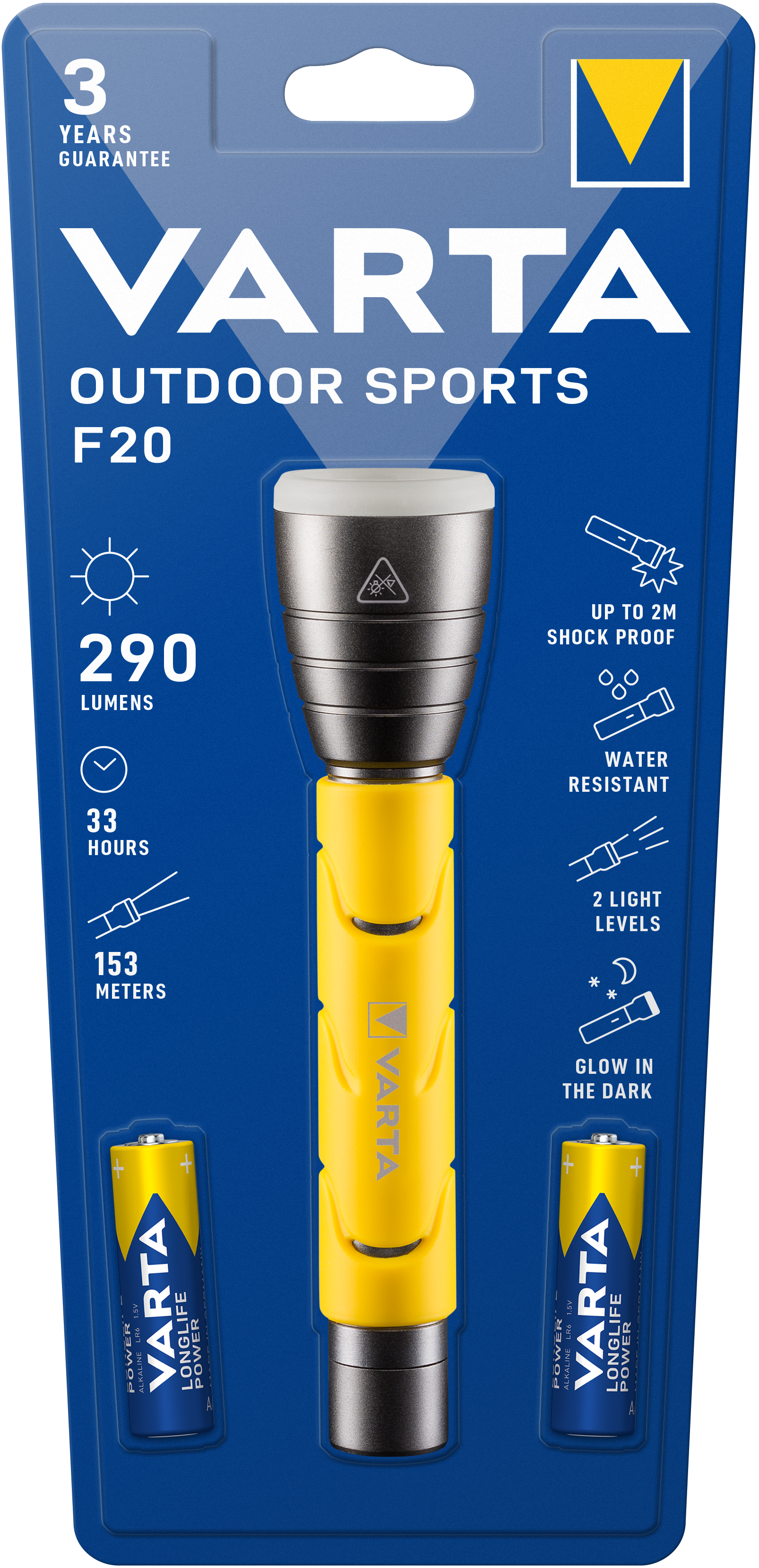 T 18628 Varta LED Outdoor Sports Flashlight 2AA