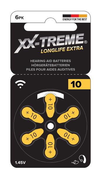 Hörgerätebatterie XX-TREME Longlife Extra Typ 10, 6er Blister