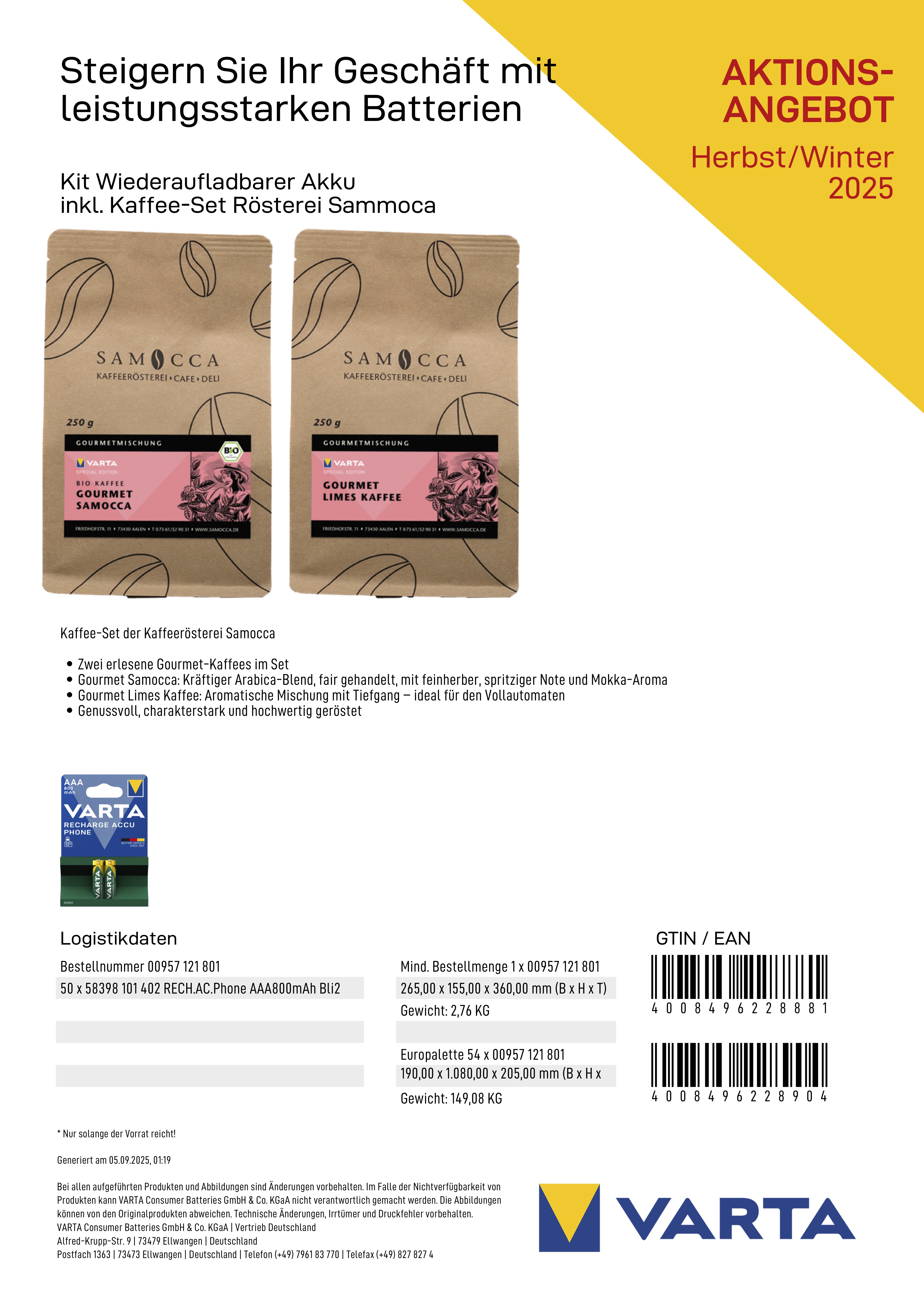 VARTA Longlife Power Paket + Kaffee