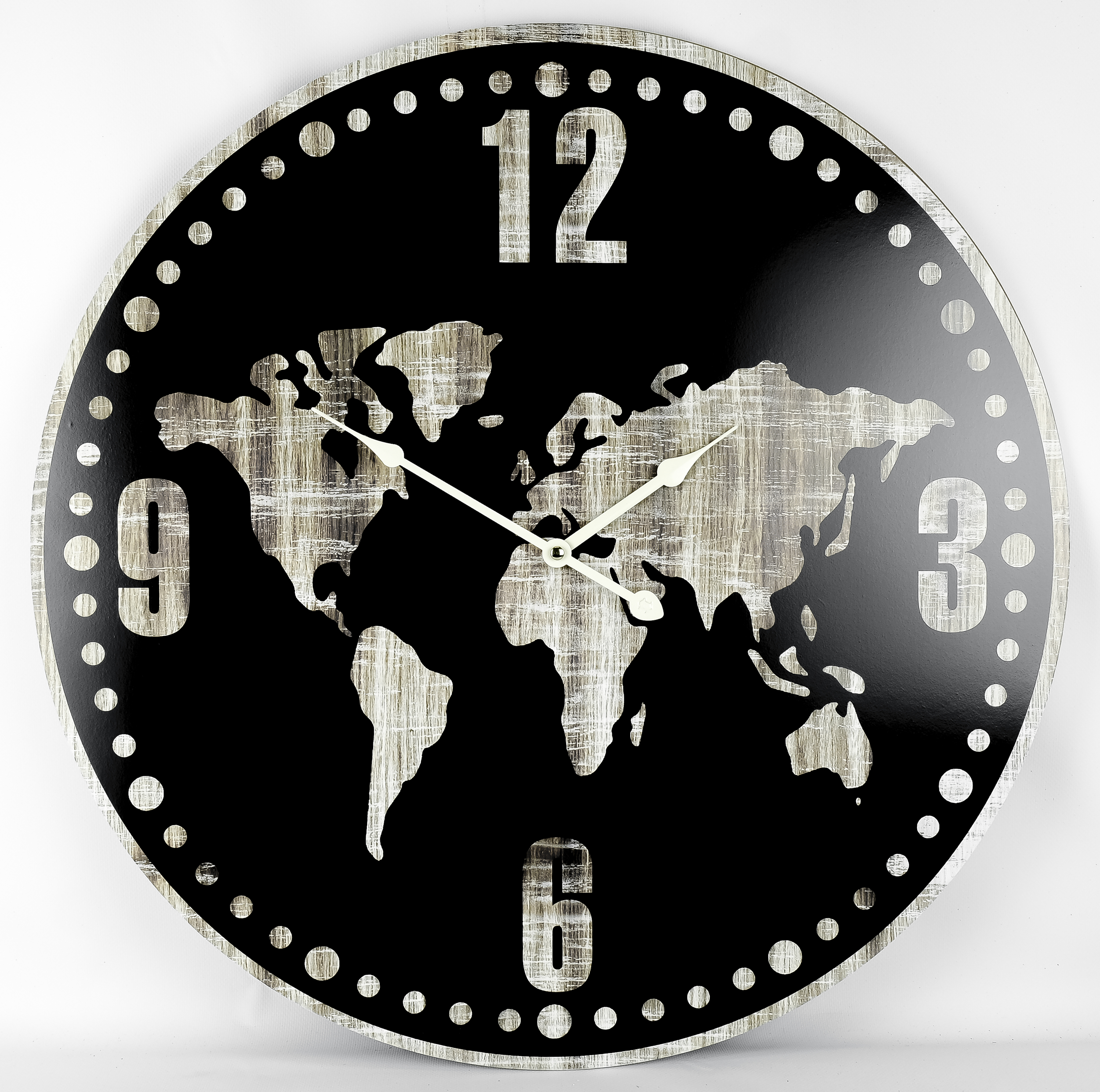 938228 XXL-Quarzwanduhr "Weltkarte", Ø = 60cm