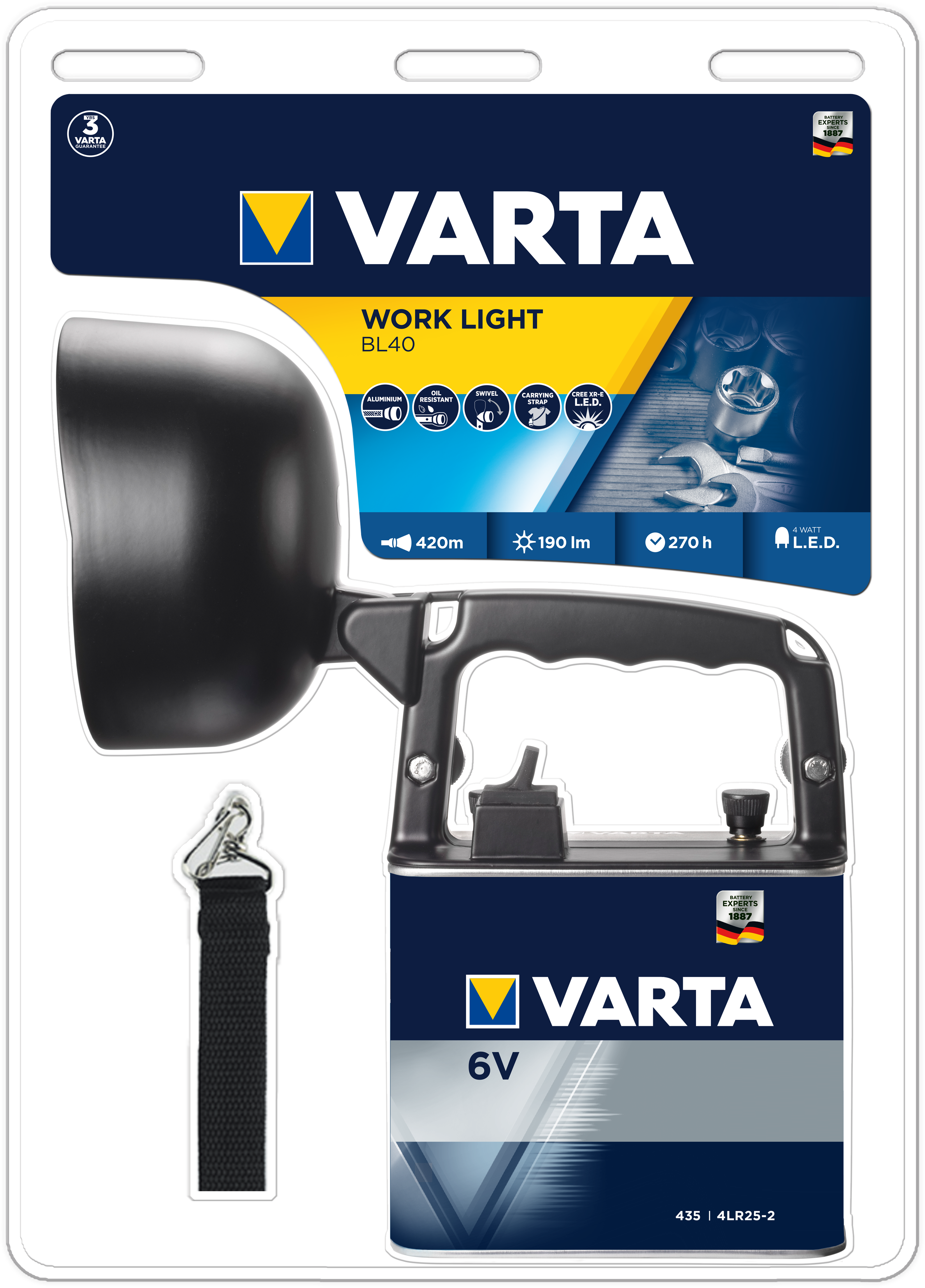 T18660 Varta Work Light LED 435 Handscheinwerfer